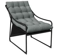 Outsunny Chaise de jardin fauteuil d'extérieur avec coussin cadre en acier pour balcon, terrasse, jardin gris