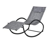 Outsunny Chaise longue à bascule avec tétière utilisation extérieure intérieure gris chiné