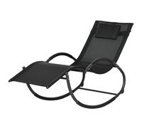 Outsunny Chaise longue à bascule avec tétière utilisation extérieure intérieure noir