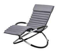 Outsunny Chaise Longue à Bascule Pliable Rocking Chair Design Contemporain avec Matelas revêtement Aspect Daim métal textilène Gris Noir