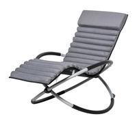 Outsunny Chaise Longue à Bascule Pliable Rocking Chair Design Contemporain avec Matelas revêtement Aspect Daim métal textilène Gris Noir