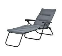 Outsunny – Chaise longue pliable 6 positions matelas et accoudoirs Acier Gris 153x58x89cm