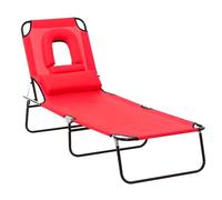 Outsunny - chaise longue - Acier - 187x58x36cm - Rouge