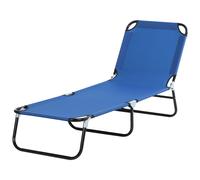 Outsunny Chaise longue avec dossier réglable sur 5 positions, séchage rapide, cadre en métal, 190 x 56 x 28 cm, Bleu