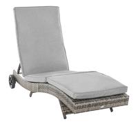 Outsunny Chaise Longue de jardin en rotin avec coussin réglable sur 5 positions Liege de jardin mobilier de jardin forme S Métal Gris 207 x 70 x 70 cm