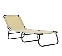 Outsunny Chaise longue, dossier réglable sur 5 positions, séchage rapide, cadre en métal, 190 x 56 x 28 cm, crème