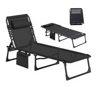 Outsunny - Chaise longue - Textilène - 189x58x30cm - Noir
