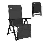 Outsunny Chaise Longue Pliable, transat Bain de Soleil inclinable, Fauteuil Relax Jardin avec Dossier réglable sur 9 Positions, Coussin Lombaire, pour Jardin, terrasse ou Piscine, Noir