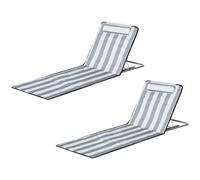 Outsunny Chaise longue pliable Transat de jardin avec coussin Fauteuil avec dossier réglable en 5 positions Sac de transport Gris clair
