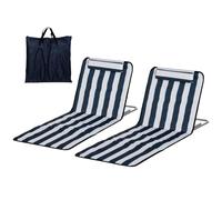 Outsunny Chaise longue pliante de jardin avec coussin Chaise longue avec dossier réglable 5 positions Sac de transport Bleu