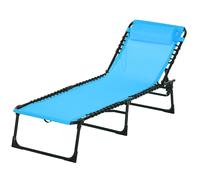 Outsunny Chaise longue pliante, revêtement respirant, cadre métallique, 189 x 58 x 30 cm, Bleu