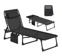 Outsunny - Chaise longue - Textilène - 189x58x30cm - Noir