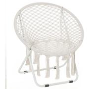 Outsunny Chaise pliante fauteuil soucoupe style bohème métal coton polyester 77L x 64P x 74H cm crème charge max. 150 Kg