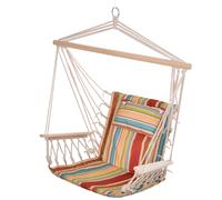 Outsunny Chaise suspendue hamac de voyage respirant portable 100 x 106 cm coton macramé polyester multicolore rayé