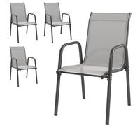Outsunny Chaises de jardin lot de 4 chaises de terrasse empilables avec dossier respirant, accoudoirs, charge 120 kg