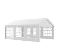 Outsunny Chapiteau Barnum Tente Barnum tonnelle de réception chapiteau de Jardin 6 x 4 x 2,8 m polyéthylène 8 fenêtres et Acier galvanisé Robuste Blanc