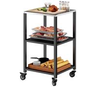 Outsunny Chariot de barbecue 3 niveaux Table de travail en acier inoxydable Roulettes Chariot de service mobile 50 x 50 x 90 cm Noir