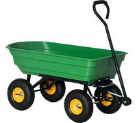 Outsunny Chariot de Jardin à Main Benne basculante 75° 75L Charge Max. 200 Kg 4 Roues pneumatiques Acier PP Jaune Vert