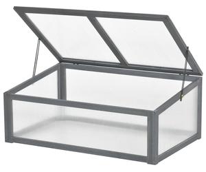 Outsunny Châssis de culture en bois, mini-serre 100 x 65 x 40 cm, gris