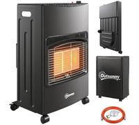 Outsunny Chauffage à gaz d’intérieur 4,2 kW, 3 niveaux de chauffe, noir | Portable, pliable, ODS, arrêt de flamme, sécurité anti-basculement, housse, roulettes, pour la maison, le garage et l’atelier