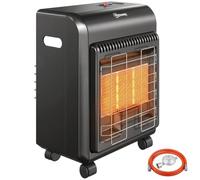 Outsunny Chauffage à gaz d’intérieur 4,2 kW avec 3 niveaux de chauffe, noir | Portable, ODS, sécurité coupure de flamme et anti-basculement, roulettes, pour la maison, le garage et l’atelier