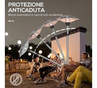 Outsunny : Chauffage d'extérieur "Fungo" avec 3 réglages de température et hauteur réglable, en acier et aluminium, couleur argent