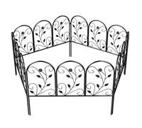 Outsunny Clôture de Jardin Décorative 5 Panneaux de 80x60 cm pour Animaux Fleurs Patio, Panneaux de Clôture Antirouille, Noir