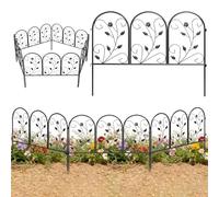 Outsunny Clôture de Jardin Décorative 5 Panneaux pour Patio 80x60 cm Noir | Panneaux de Clôture Antirouille, pour Animaux, Bordure Paysagère, Fleurs, Extérieur