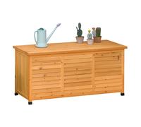 Outsunny Coffre de jardin, Coffre à coussins, Coffre de rangement, Coffre de jardin, résistant aux intempéries, Bois massif, 127x56x60cm Jaune