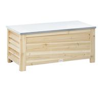 Outsunny Coffre de jardin en bois et couvercle en métal galvanisé 155L avec vérins - 110 x 50 x 50 cm