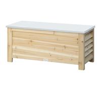 Outsunny Coffre de Jardin en Bois Extérieur 155 L Couvercle avec Vérin | Couvercle en Métal Galvanisé, Bois Naturel