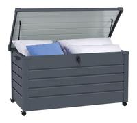 Outsunny Coffre de jardin en métal 311 l avec poignées et roulettes et serrure étanche verrouillable - Boîte de rangement pour coussins d'extérieur - Boîte de rangement pour jardin, balcon - 120 x 62