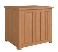 Outsunny Coffre de Rangement Boîte de Jardin 130L Doublure Amovible pour Coussins et Outils Bois Massif Brun