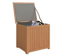 Outsunny Coffre de Rangement en Bois Massif 130L Balcon 63x51x58,5cm Brun | Doublure Amovible, Banc de Rangement pour Outils et Coussins, Terrasse, Extérieur