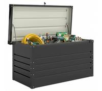 Outsunny Coffre de rangement en métal 350L Étanche Acier Gris Anthracite | Boîte de Jardin, Double Vérins à Gaz, Malle de Rangement Verrouillable, pour Coussins Outils, Terrasse
