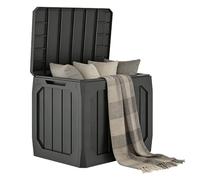 Outsunny Coffre de rangement exterieur 121L avec Poignées 56x45x53 cm Noir | Coffre de Jardin, Conteneur Étanche, Malle de Rangement en PP, Extérieur Intérieur Jardin Terrasse