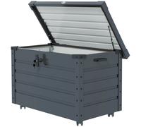 Outsunny Coffre de rangement extérieur 295L, avec vérin à gaz, roulettes et poignée, en acier galvanisé, 100 x 62 x 65 cm, gris