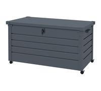 Outsunny Coffre de rangement extérieur 311L, avec vérin à gaz, roulettes et poignée, en acier galvanisé, 120x62x66 cm, gris