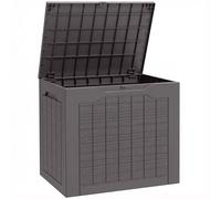 Outsunny Coffre de rangement extérieur 93L avec poignées encastrées, malle de rangement extérieur étanche 56 x 41 x 50 cm, marron