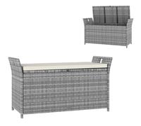 Outsunny Coffre de rangement extérieur en résine tressée, banc de rangement 250L avec coussin amovible, pour jardin, balcon, patio, 125 x 55 x 70 cm, crème et gris