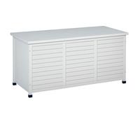 Outsunny Coffre de rangement extérieur malle de rangement en bois 283L 2 chaînes 127 x 56 x 60 cm blanc