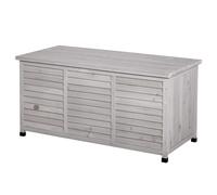 Outsunny Coffre de rangement extérieur malle de rangement en bois 283L 2 chaînes 127 x 56 x 60 cm gris