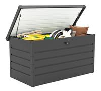 Outsunny Coffre de rangement exterieur XXL 311L 120x62x62cm Gris Foncé | Coffre de Jardin Acier Galvanisé, Verrouillable Étanche, Vérins à Gaz, Malle de Rangement Extérieur Intérieur, Terrasse
