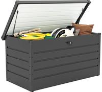 Outsunny Coffre de rangement exterieur XXL 311L, coffre de jardin acier galvanisšŠ 120x62x62cm verrouillable etanche všŠrins š€ gaz, malle de rangement extšŠrieur intšŠrieur jardin terrasse, gris fonc