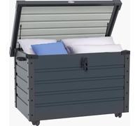 Outsunny Coffre de rangement extšŠrieur 295L coffre de jardin avec roulettes, všŠrin š€ gaz et poignšŠe, en acier galvanisšŠ, 100 x 62 x 65 cm, gris