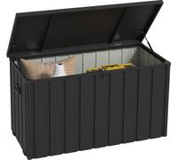 Outsunny Coffre de rangement malle de jardin capacité 450L en métal avec vérin à gaz, roulettes et poignée - dim. 125,5L x 61,5l x 70H cm