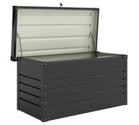 Outsunny Coffre de rangement métal boîte de jardin 450L double vérins à gaz verrouillable pour coussins outils gris anthracite