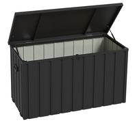 Outsunny Coffre de rangement pour jardin 450L en métal avec vérin à gaz, roulettes et poignée - dim. 125,5L x 61,5l x 70H cm