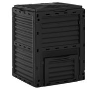 Outsunny Composteur de jardin 300L, bac composteur pour jardin en polypropylène, 48 aérations, couvercle pratique et sécurisé, noir