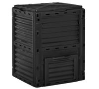 Outsunny Composteur de jardin 300L bac composteur pour jardin en polypropylène 48 aérations 60,5 x 60,5 x 81,5 cm noir